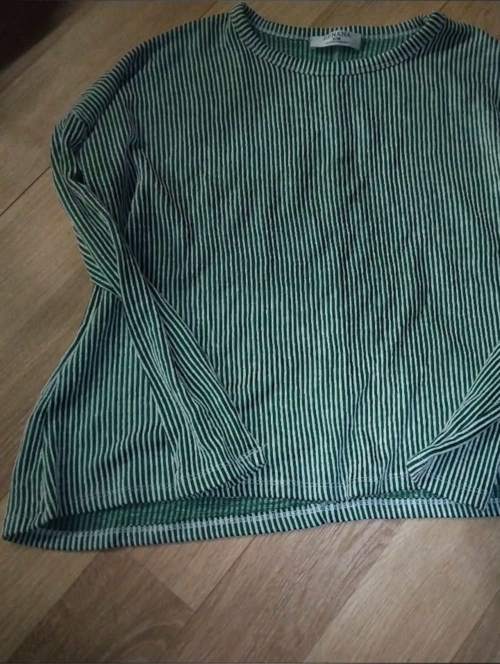 Zenana Outfitters Green and White Striped Long Sleeve Top